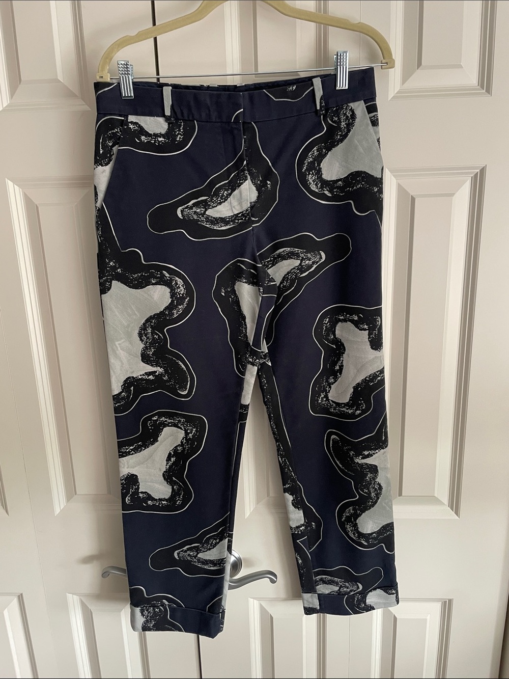 COS Navy and White Abstract Print Chinos